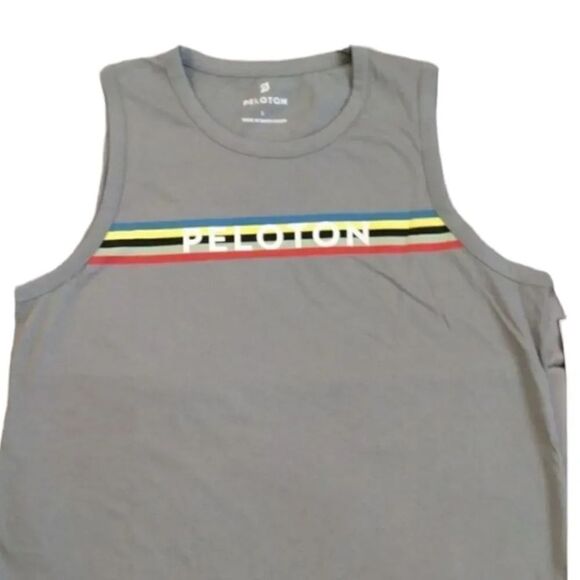 Peloton Grey Studio Colorful Logo Side Slit Workout Tank Top Large NWT - Picture 5 of 16